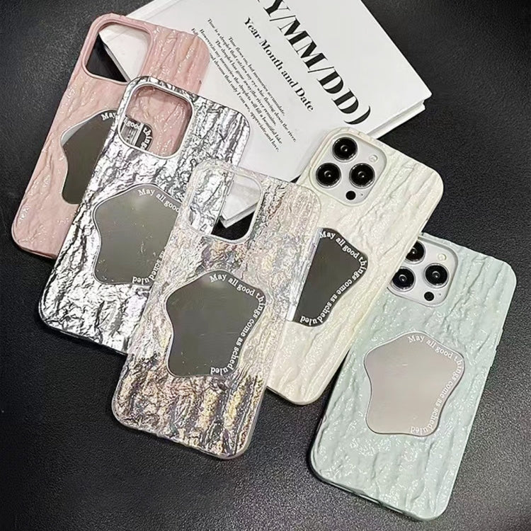 For iPhone 14 Plus Embossed Rock Texture Mirror TPU Phone Case(Green) - iPhone 14 Plus Cases by buy2fix | Online Shopping UK | buy2fix