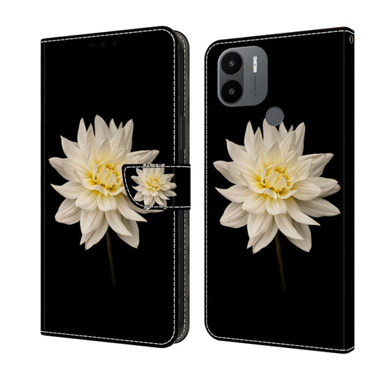 For Xiaomi Redmi A1+ / A2 / A2+ Crystal 3D Shockproof Protective Leather Phone Case(White Flower) - Xiaomi Cases by buy2fix | Online Shopping UK | buy2fix