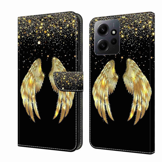 For Xiaomi Redmi Note 12 4G Crystal 3D Shockproof Protective Leather Phone Case(Golden Wings) - Xiaomi Cases by buy2fix | Online Shopping UK | buy2fix