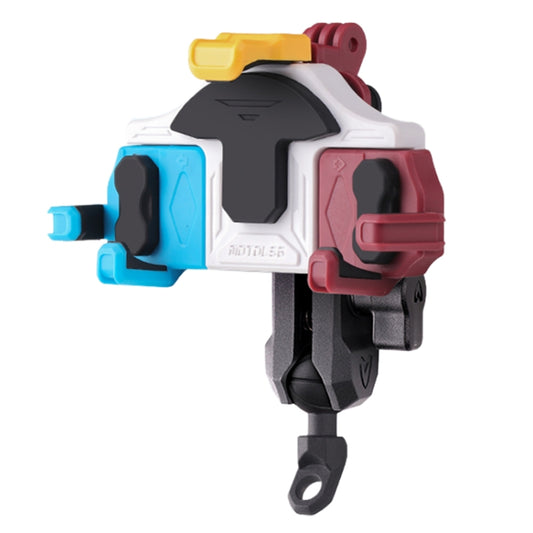 MOTOSLG Crab Motorcycle Phone Clamp Bracket L-Type Rear Mirror Mount(Blue White Red) - Holder by MOTOLSG | Online Shopping UK | buy2fix