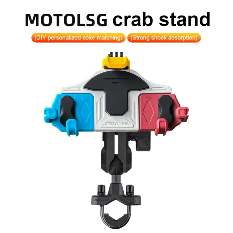 MOTOSLG Crab Motorcycle Phone Clamp Bracket M10 Ballhead Mount(Blue White Red) - Holder by MOTOLSG | Online Shopping UK | buy2fix