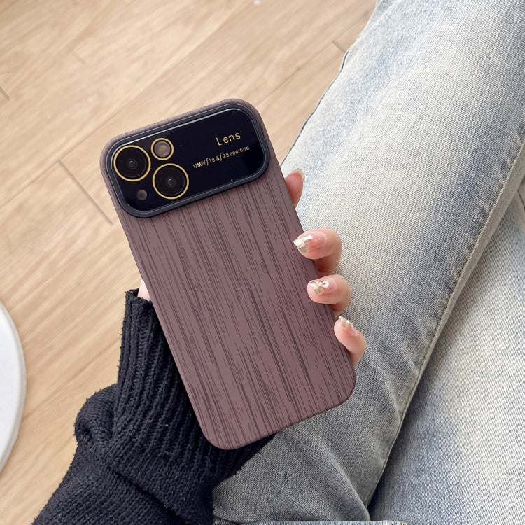 For iPhone 14 Plus Wood Grain TPU Phone Case with Lens Film(Grey) - iPhone 14 Plus Cases by buy2fix | Online Shopping UK | buy2fix