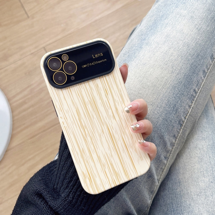 For iPhone 11 Pro Wood Grain TPU Phone Case with Lens Film(Beige) - iPhone 11 Pro Cases by buy2fix | Online Shopping UK | buy2fix