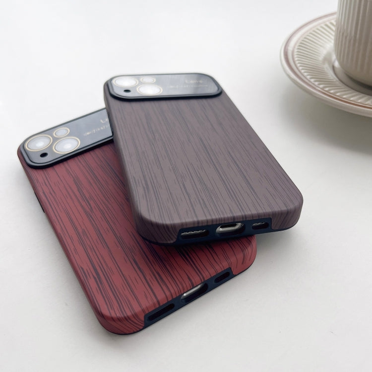 For iPhone X / XS Wood Grain TPU Phone Case with Lens Film(Khaki) - More iPhone Cases by buy2fix | Online Shopping UK | buy2fix