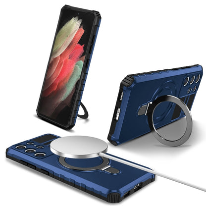 For Samsung Galaxy S21 Ultra 5G MagSafe Magnetic Holder Phone Case(Blue) - Galaxy S21 Ultra 5G Cases by buy2fix | Online Shopping UK | buy2fix