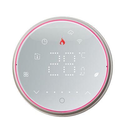BHT-6001GCLW 95-240V AC 5A Smart Round Thermostat Boiler Heating LED Thermostat With WiFi(White) - Thermostat & Thermometer by buy2fix | Online Shopping UK | buy2fix