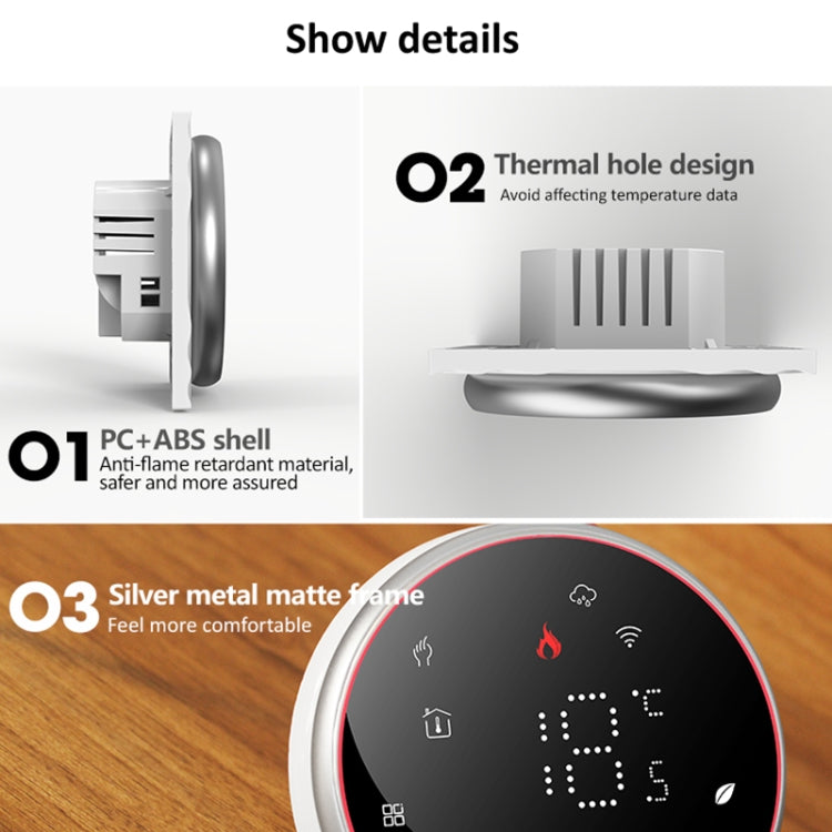 BHT-6001GCLW 95-240V AC 5A Smart Round Thermostat Boiler Heating LED Thermostat With WiFi(White) - Thermostat & Thermometer by buy2fix | Online Shopping UK | buy2fix