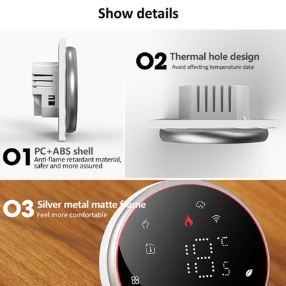 BHT-6001GCLW 95-240V AC 5A Smart Round Thermostat Boiler Heating LED Thermostat With WiFi(White) - Thermostat & Thermometer by buy2fix | Online Shopping UK | buy2fix