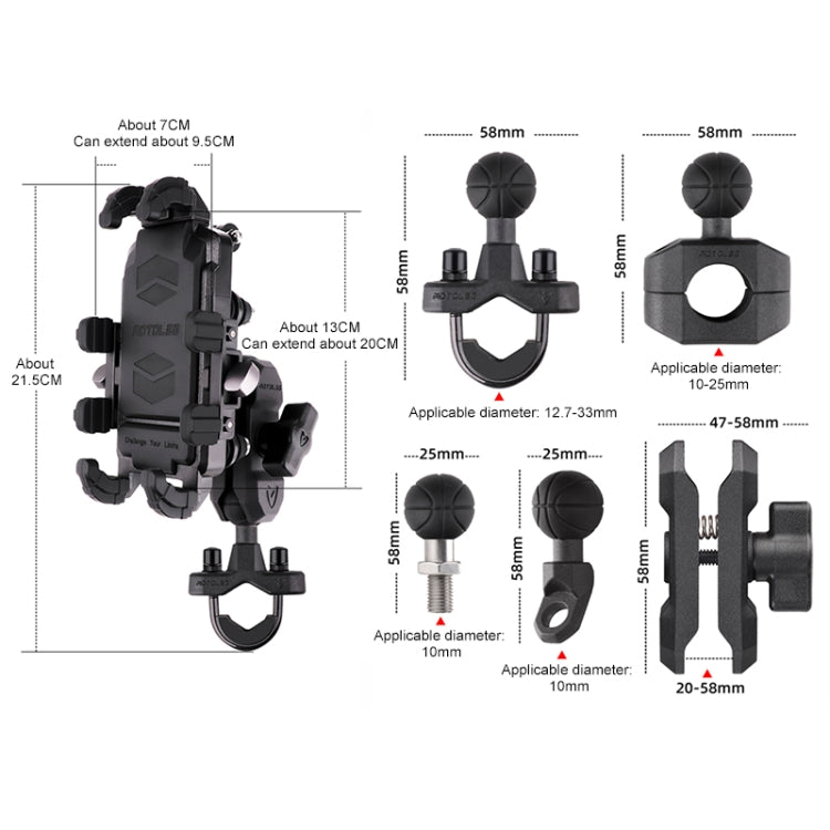 MOTOSLG Crab Motorcycle Phone Clamp Bracket O-Type Rear Mirror Mount with Anti-theft Lock(Black) - Holder by MOTOLSG | Online Shopping UK | buy2fix