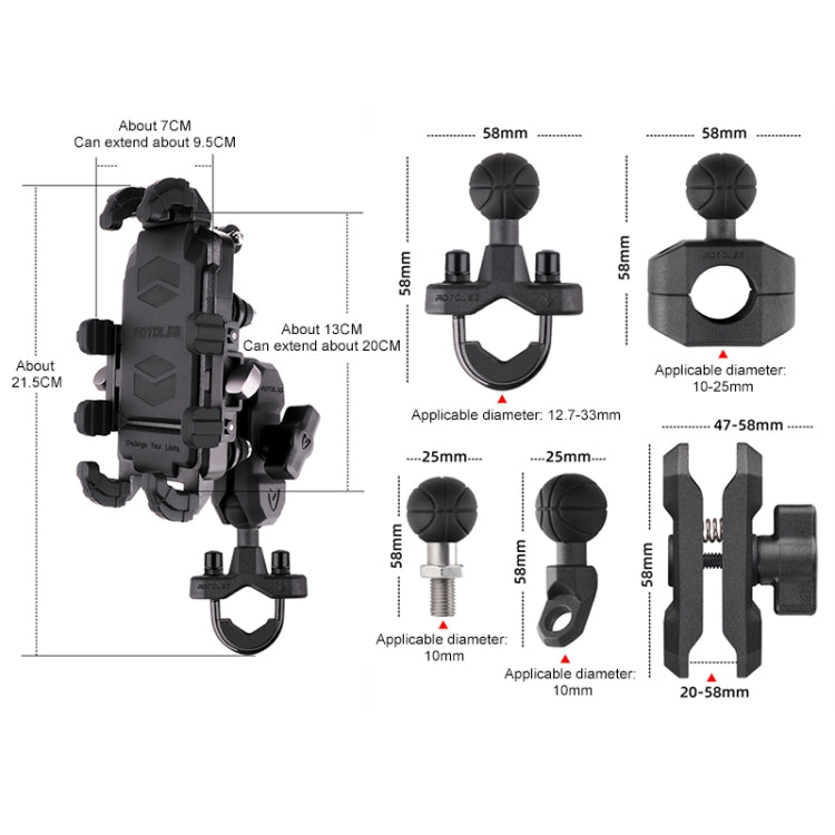 MOTOSLG Crab Motorcycle Phone Clamp Bracket O-Type Rear Mirror Mount(Black) - Holder by MOTOLSG | Online Shopping UK | buy2fix