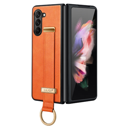 For Samsung Galaxy Z Fold5 SULADA PC + Leather Texture Skin Feel Shockproof Phone Case(Orange) - Galaxy Z Fold5 Cases by SULADA | Online Shopping UK | buy2fix