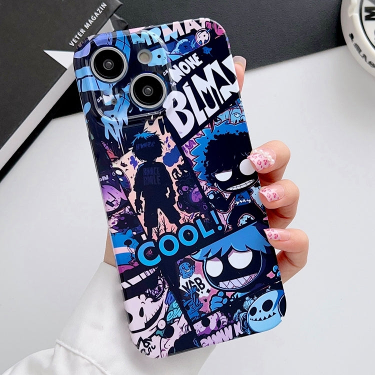 For iPhone 15 Plus Painted Pattern Precise Hole PC Phone Case(Purple Comics) - iPhone 15 Plus Cases by buy2fix | Online Shopping UK | buy2fix