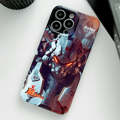 For iPhone 15 Pro Max Painted Pattern Precise Hole PC Phone Case(Orange Robot) - iPhone 15 Pro Max Cases by buy2fix | Online Shopping UK | buy2fix