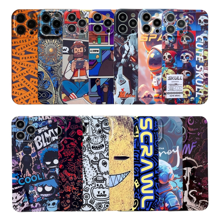 For iPhone 15 Plus Painted Pattern Precise Hole PC Phone Case(Orange White Astronaut) - iPhone 15 Plus Cases by buy2fix | Online Shopping UK | buy2fix