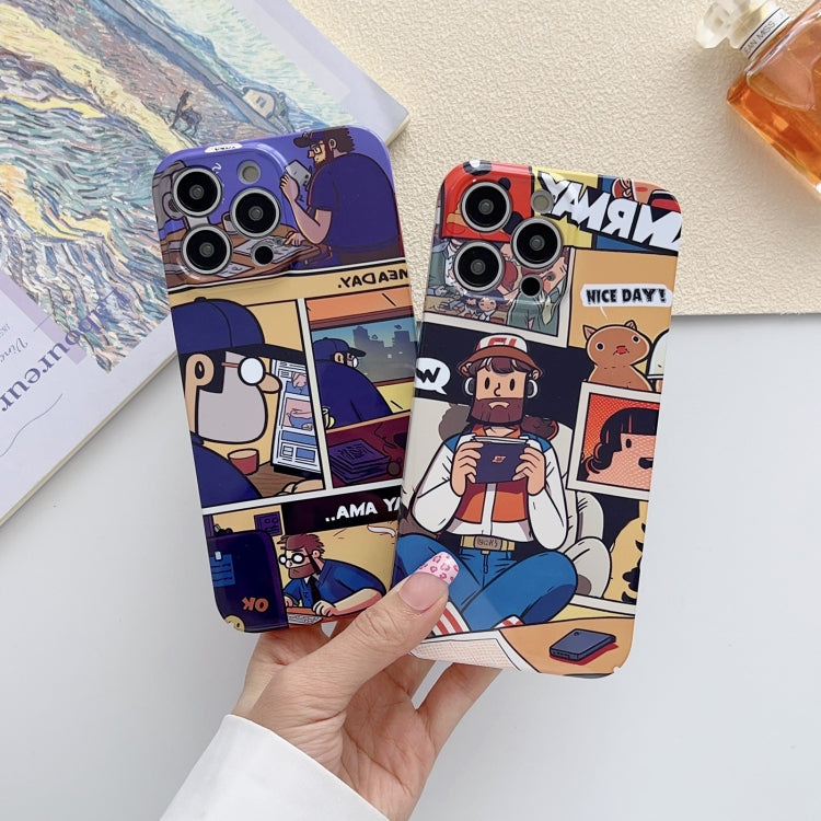 For iPhone 14 Plus Painted Pattern Precise Hole PC Phone Case(Golden Robot) - iPhone 14 Plus Cases by buy2fix | Online Shopping UK | buy2fix