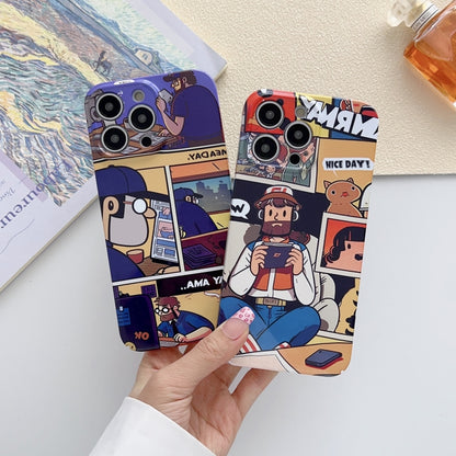 For iPhone SE 2022 / 2020 / 8 / 7 Painted Pattern Precise Hole PC Phone Case(Orange White Astronaut) - iPhone SE 2022 / 2020 / 8 / 7 Cases by buy2fix | Online Shopping UK | buy2fix