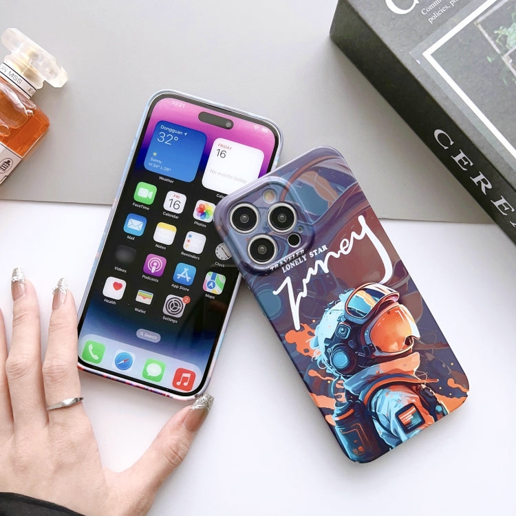 For iPhone 14 Plus Painted Pattern Precise Hole PC Phone Case(Grey Robot) - iPhone 14 Plus Cases by buy2fix | Online Shopping UK | buy2fix