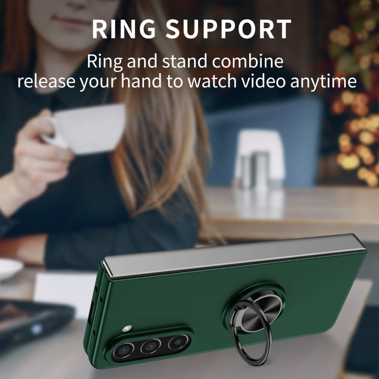 For Samsung Galaxy Z Fold5 5G Armor Ring Holder Phone Case(Dark Green) - Galaxy Z Fold5 Cases by buy2fix | Online Shopping UK | buy2fix