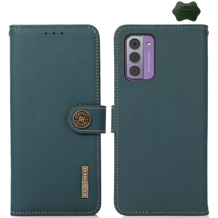 For Nokia G42 KHAZNEH Custer Genuine Leather RFID Phone Case(Green) - Nokia Cases by buy2fix | Online Shopping UK | buy2fix