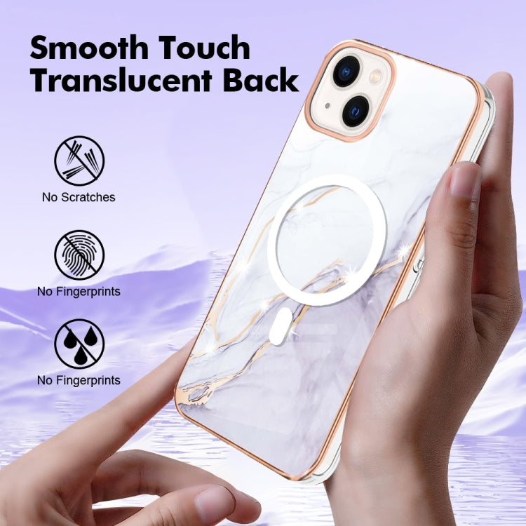 For iPhone 14 Marble Pattern Dual-side IMD Magsafe TPU Phone Case(White 006) - iPhone 14 Cases by buy2fix | Online Shopping UK | buy2fix