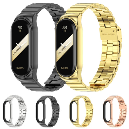 For Xiaomi Mi Band 8 Mijobs CS Case Bamboo Buckle Metal Watch Band(Black) - Watch Bands by MIJOBS | Online Shopping UK | buy2fix