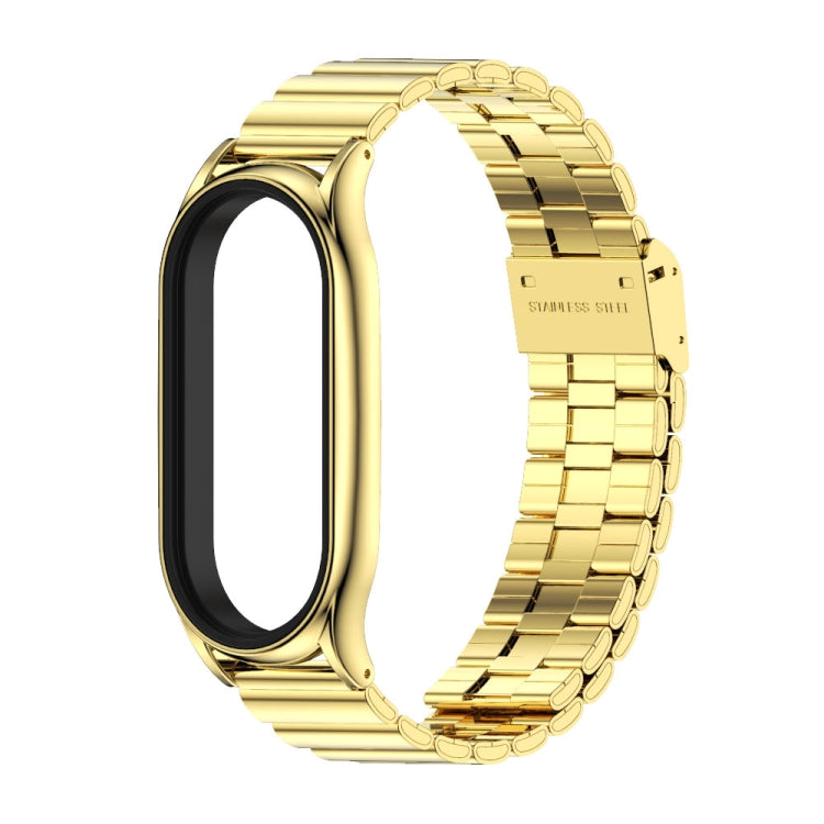 For Xiaomi Mi Band 8 Mijobs Plus Case Bamboo Buckle Metal Watch Band(Gold) - Watch Bands by MIJOBS | Online Shopping UK | buy2fix