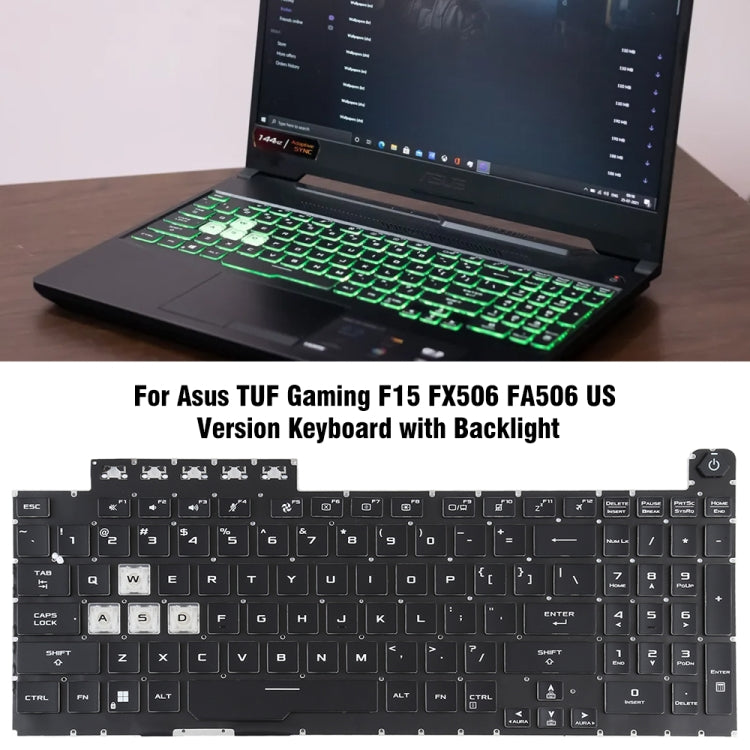 For Asus TUF Gaming F15 FX506 FA506 US Version Backlight Laptop Keyboard(Black) - Asus Spare Parts by buy2fix | Online Shopping UK | buy2fix