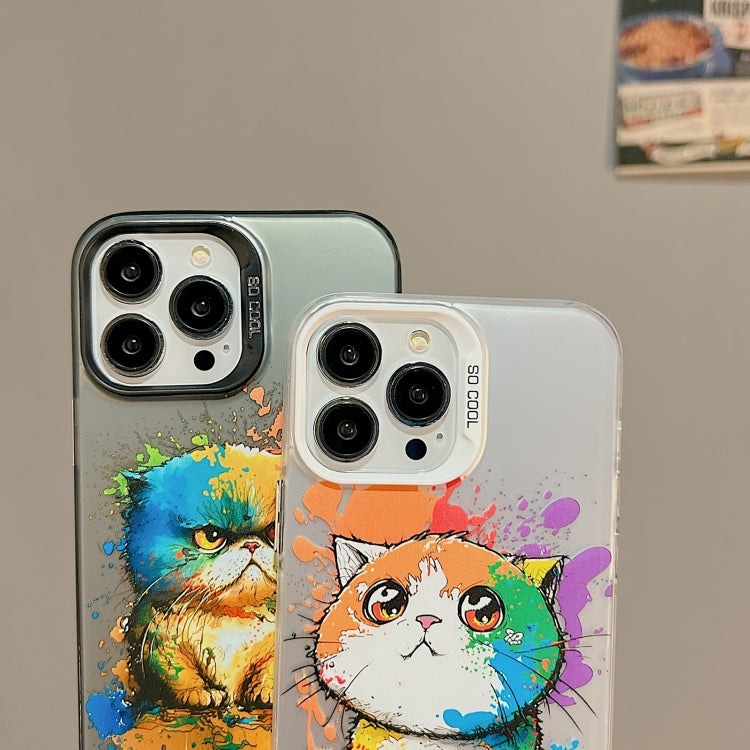 For iPhone 15 Pro Max Cute Animal Pattern Series PC + TPU Phone Case(Colorful Puppy) - iPhone 15 Pro Max Cases by buy2fix | Online Shopping UK | buy2fix