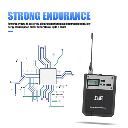 XTUGA  IEM1100 Professional Wireless In Ear Monitor System 2 BodyPacks(UK Plug) - Microphone by XTUGA | Online Shopping UK | buy2fix