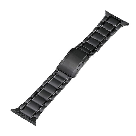 For Apple Watch Series 3 42mm Five Beads Turtle Buckle Titanium Steel Watch Band(Black) - Watch Bands by buy2fix | Online Shopping UK | buy2fix