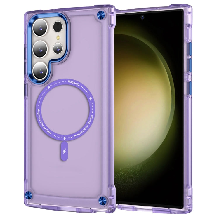 For Samsung Galaxy S22 Ultra 5G Skin Feel TPU + PC MagSafe Magnetic Phone Case(Transparent Purple) - Galaxy S22 Ultra 5G Cases by buy2fix | Online Shopping UK | buy2fix