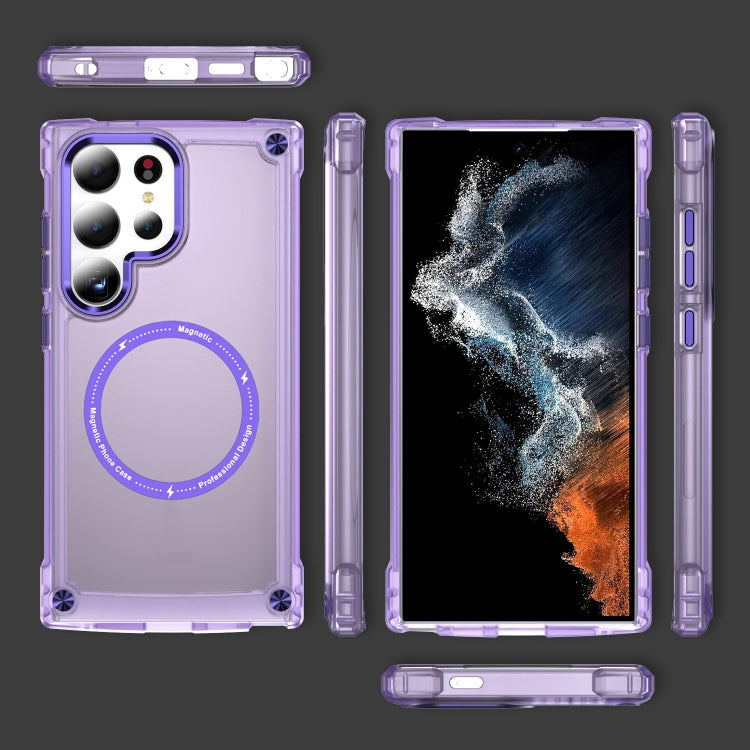 For Samsung Galaxy S24 Ultra 5G Skin Feel TPU + PC MagSafe Magnetic Phone Case(Transparent Purple) - Galaxy S24 Ultra 5G Cases by buy2fix | Online Shopping UK | buy2fix