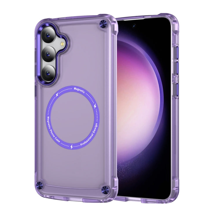 For Samsung Galaxy S24+ 5G Skin Feel TPU + PC MagSafe Magnetic Phone Case(Transparent Purple) - Galaxy S24+ 5G Cases by buy2fix | Online Shopping UK | buy2fix