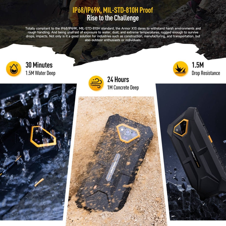 Ulefone Armor X13, 6GB+64GB, IP68/IP69K Rugged Phone, 6.52 inch Android 13 MediaTek Helio G36 Octa Core, Network: 4G, NFC, OTG(All Black) - Ulefone by Ulefone | Online Shopping UK | buy2fix