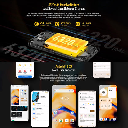 Ulefone Armor X13, 6GB+64GB, IP68/IP69K Rugged Phone, 6.52 inch Android 13 MediaTek Helio G36 Octa Core, Network: 4G, NFC, OTG(All Black) - Ulefone by Ulefone | Online Shopping UK | buy2fix