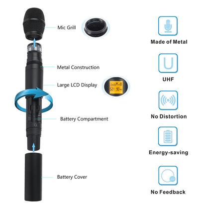 XTUGA A400-HB Professional 4-Channel UHF Wireless Microphone System with 2 Handheld & 2 Headset Microphone(US Plug) - Microphone by XTUGA | Online Shopping UK | buy2fix