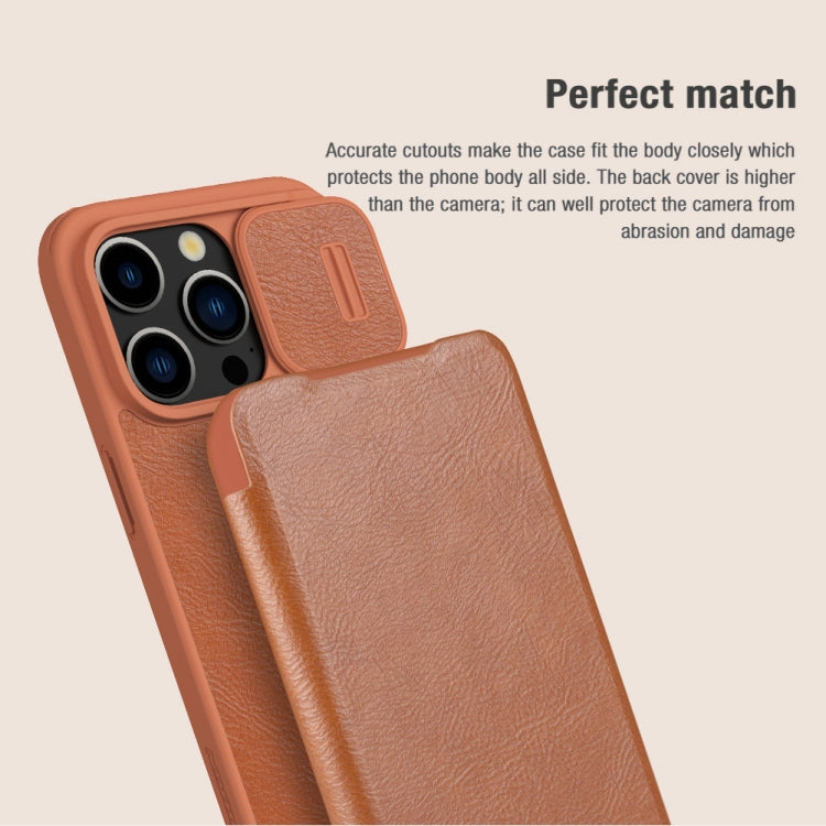 For iPhone 15 Pro NILLKIN QIN Series Pro Sliding Camera Cover Design Leather Phone Case(Red) - iPhone 15 Pro Cases by NILLKIN | Online Shopping UK | buy2fix