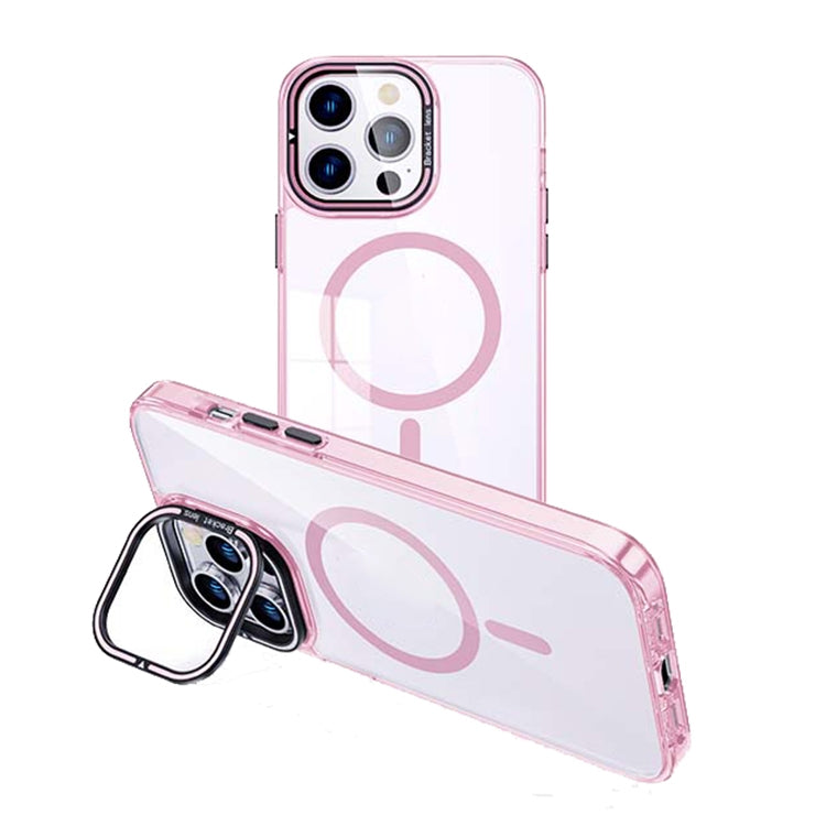 For iPhone 13 Pro MagSafe Magnetic Invisible Holder Transparent Phone Case(Pink) - iPhone 13 Pro Cases by buy2fix | Online Shopping UK | buy2fix