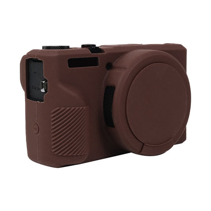 For Canon PowerShot G7 X Mark III / G7X3 Soft Silicone Protective Case with Lens Cover(Coffee) - Protective Case by buy2fix | Online Shopping UK | buy2fix