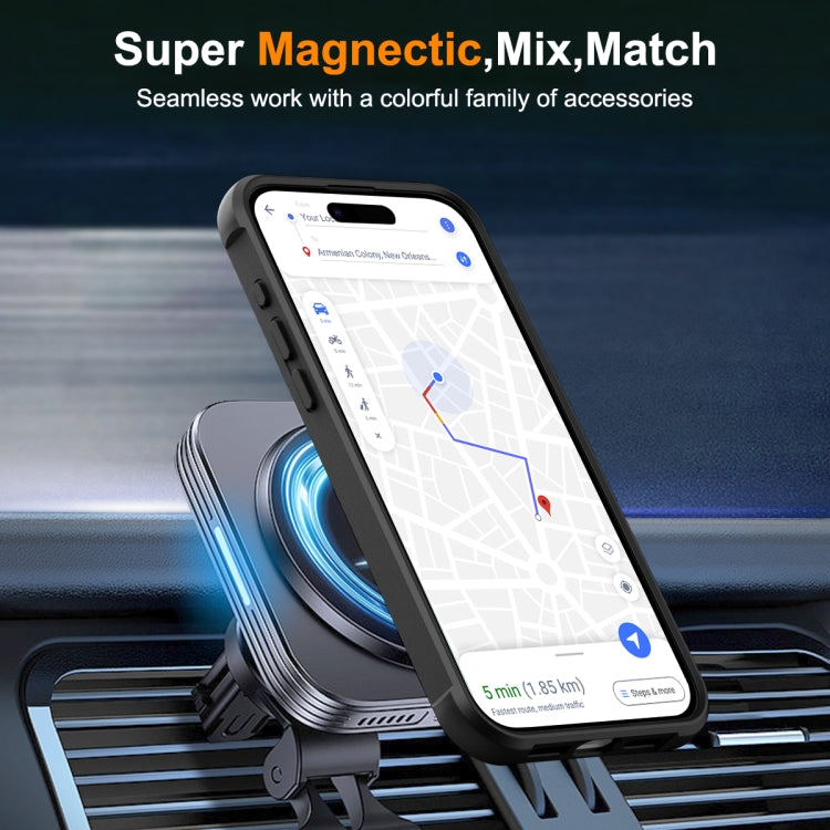 For iPhone 15 Pro Max MagSafe Magnetic Rotating Holder Phone Case(Black) - iPhone 15 Pro Max Cases by buy2fix | Online Shopping UK | buy2fix