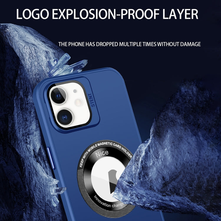 For iPhone 11 Skin Feel Magnifier MagSafe Lens Holder Phone Case(Royal Blue) - iPhone 11 Cases by buy2fix | Online Shopping UK | buy2fix