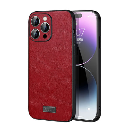 For iPhone 15 Pro Max SULADA Shockproof TPU Hybrid Handmade Leather Phone Case(Red) - iPhone 15 Pro Max Cases by SULADA | Online Shopping UK | buy2fix