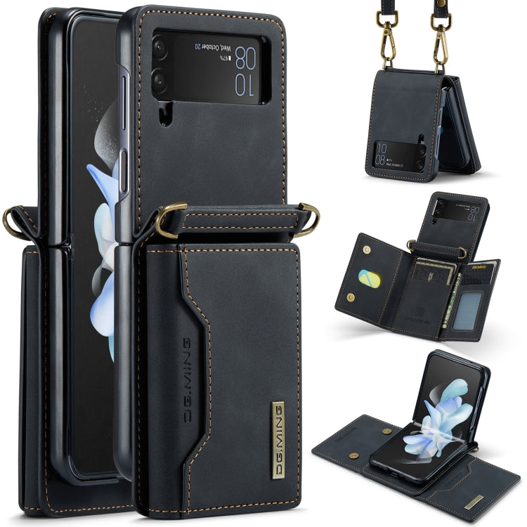 For Samsung Galaxy Z Flip4 5G DG.MING M2 Series Card Bag Magnetic Leather Phone Case(Black) - Galaxy Z Flip4 5G Cases by DG.MING | Online Shopping UK | buy2fix