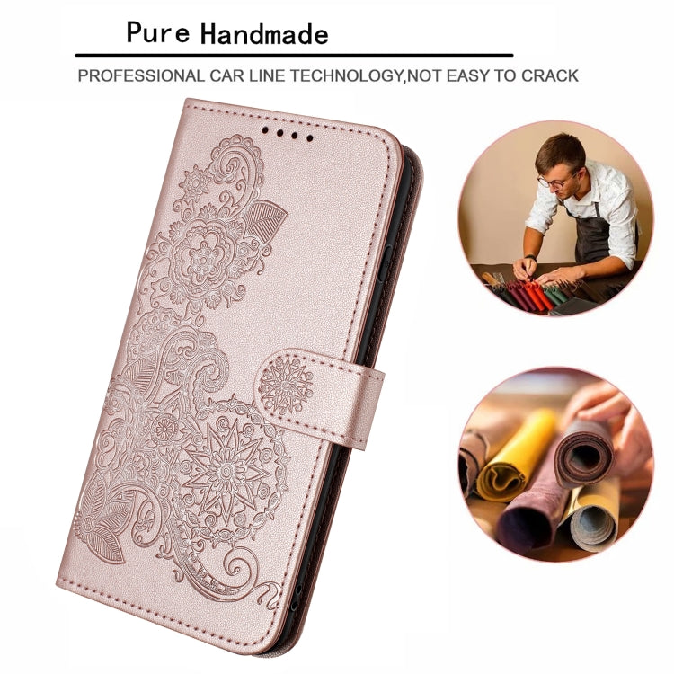 For iPhone 15 Pro Max Datura Flower Embossed Flip Leather Phone Case(Rose Gold) - iPhone 15 Pro Max Cases by buy2fix | Online Shopping UK | buy2fix