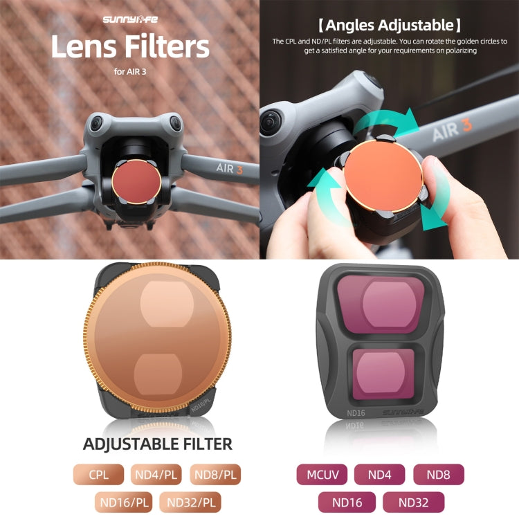 For DJI Air 3 Sunnylife Camera Lens Filter, Filter:ND4 - Mavic Lens Filter by Sunnylife | Online Shopping UK | buy2fix