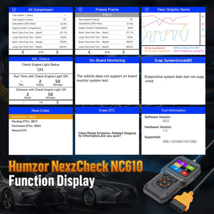 HUMZOR NexzCheck NC610 Car / Truck Code Reader OBD2 Diagnostic Scan Tool(Black) - Code Readers & Scan Tools by buy2fix | Online Shopping UK | buy2fix