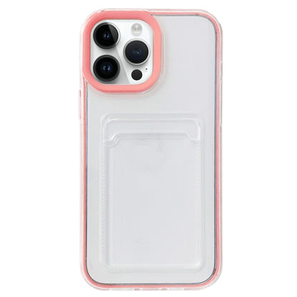 For iPhone 15 Pro Max 360 Clear PC Hybrid  TPU Phone Case with Card Slot(Pink) - iPhone 15 Pro Max Cases by buy2fix | Online Shopping UK | buy2fix