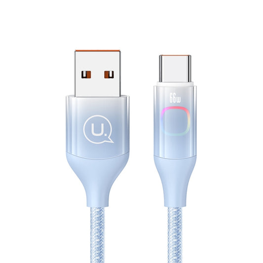 USAMS US-SJ636 1.2m USB to Type-C 6A Fast Charging Cable with Colorful Light(Gradient Blue) - USB-C & Type-C Cable by USAMS | Online Shopping UK | buy2fix