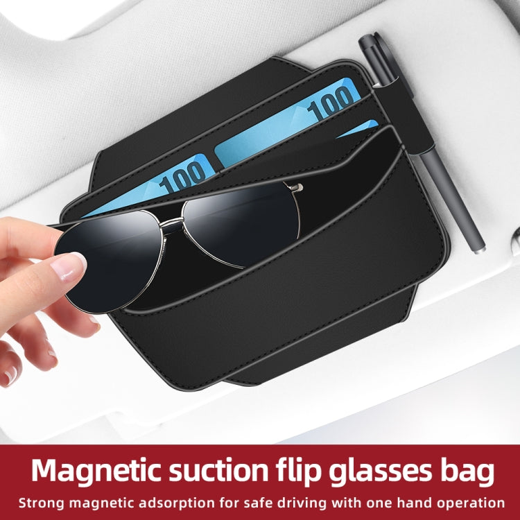 3073 Napa Texture Leather Car Removable Glasses Storage Bag(Black) - Sunglasses & Glasses Clips by buy2fix | Online Shopping UK | buy2fix