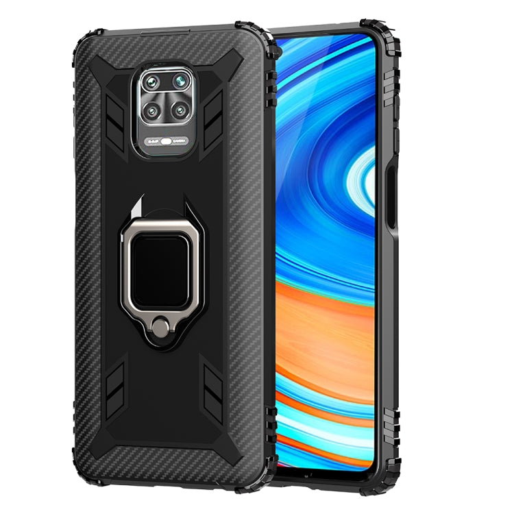 For Xiaomi Redmi 10X 5G Carbon Fiber Protective Case with 360 Degree Rotating Ring Holder(Black) - Xiaomi Cases by buy2fix | Online Shopping UK | buy2fix